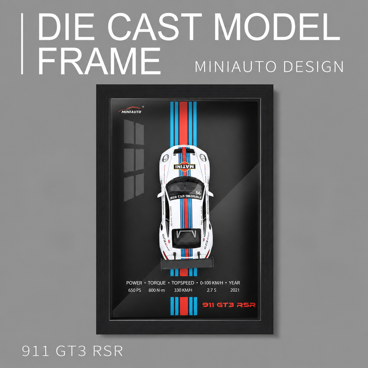 Sports Car Model 3D Photo Frame Alloy Metal Diecast