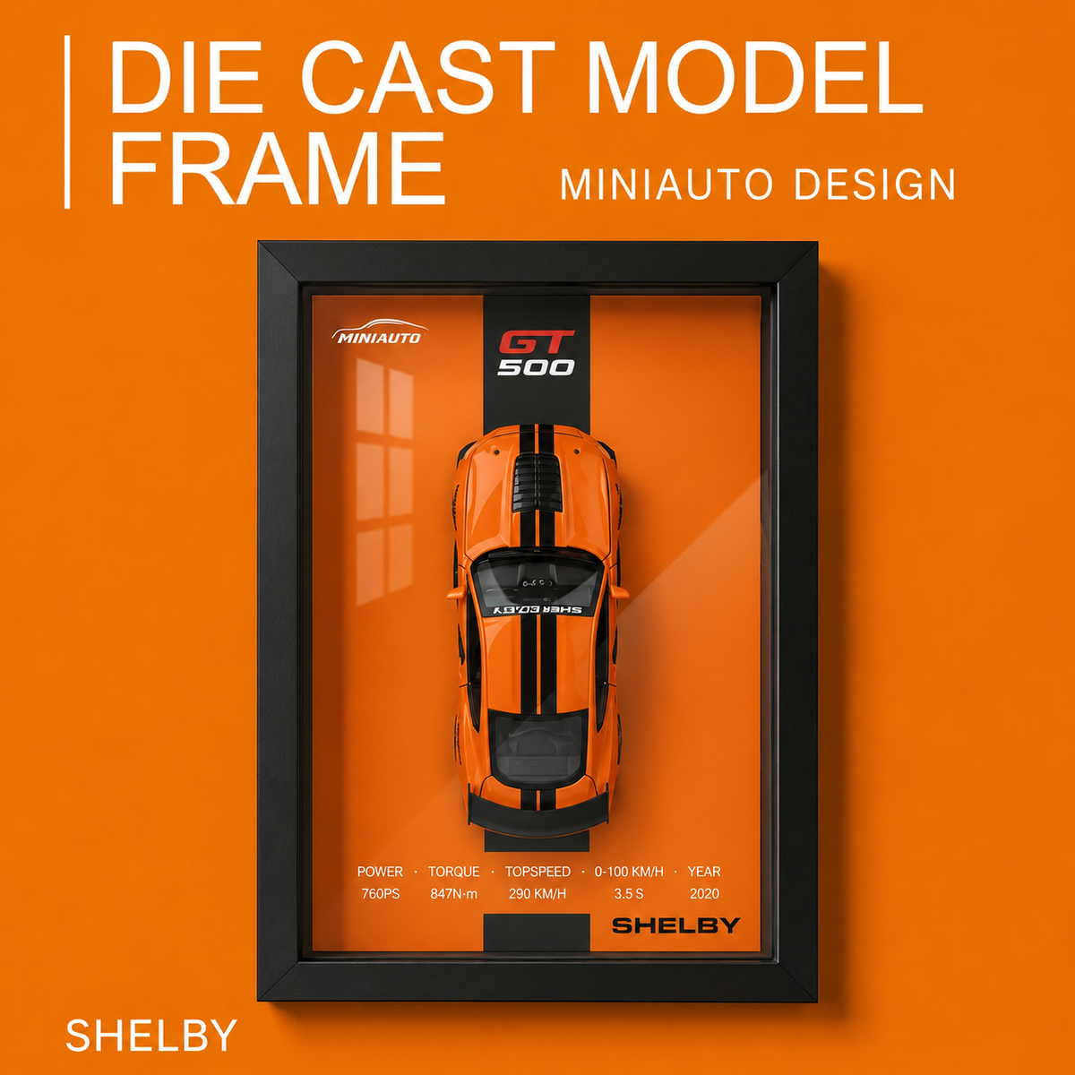 Sports Car Model 3D Photo Frame Alloy Metal Diecast