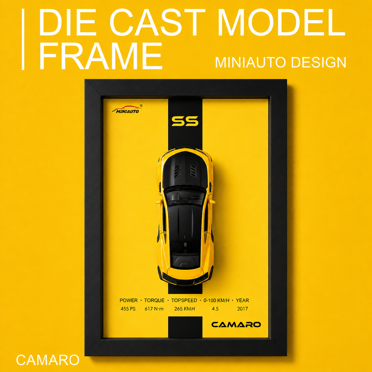 Sports Car Model 3D Photo Frame Alloy Metal Diecast